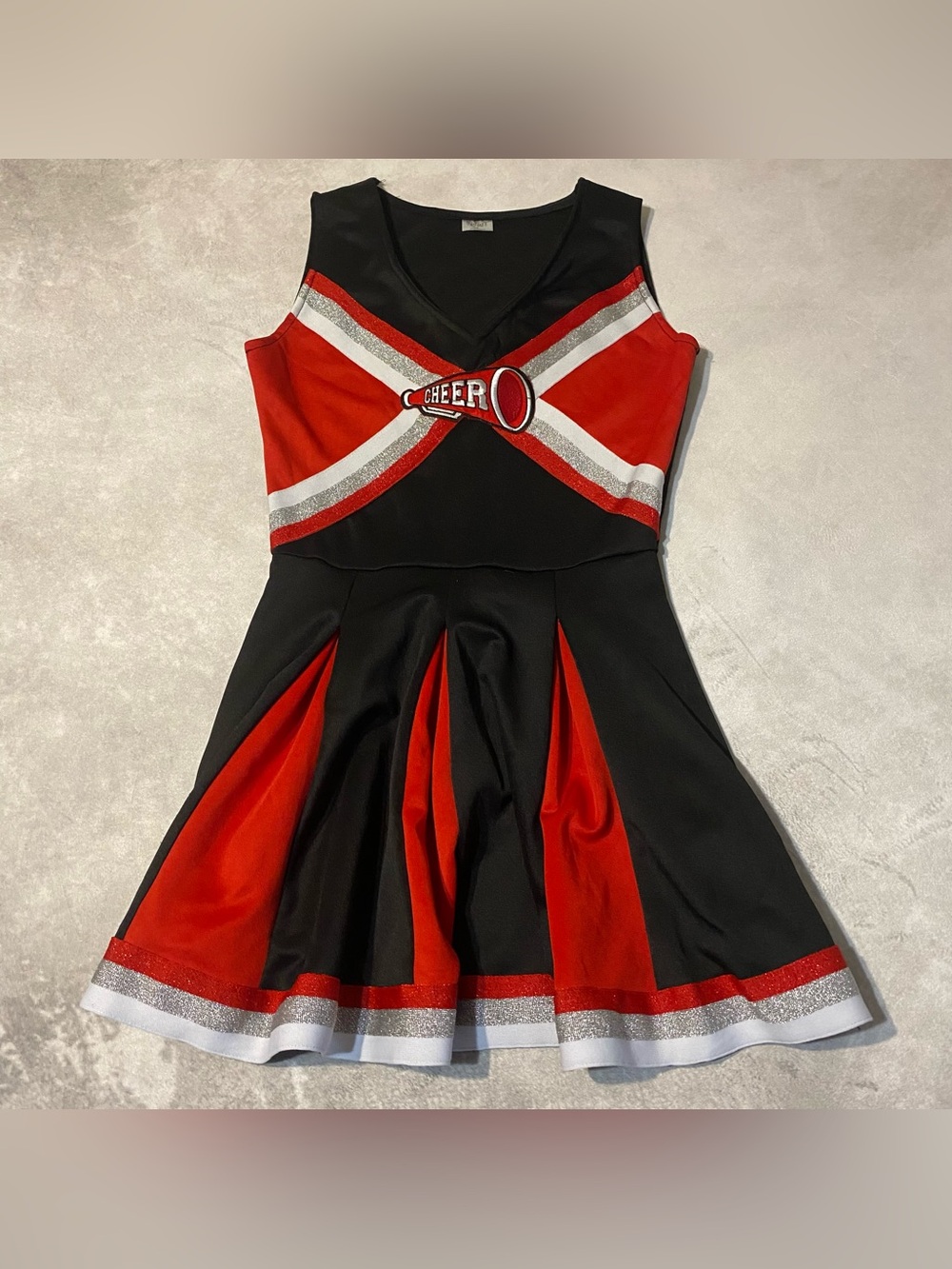 Adult Cheerleading Uniform Costume V-Neck Spirit Halloween Cheerleader Dress S